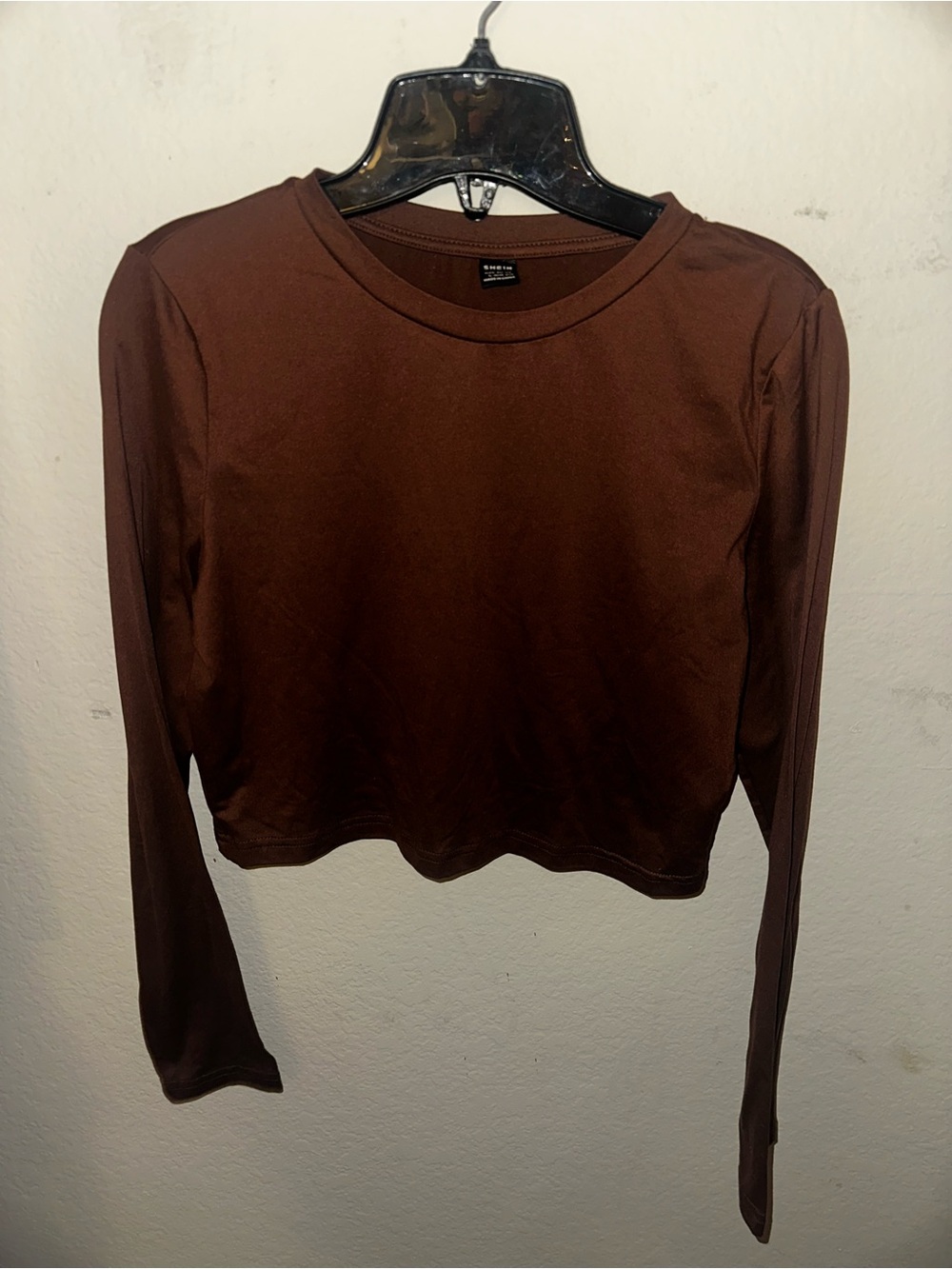 Shein brown long sleeve crop top size large